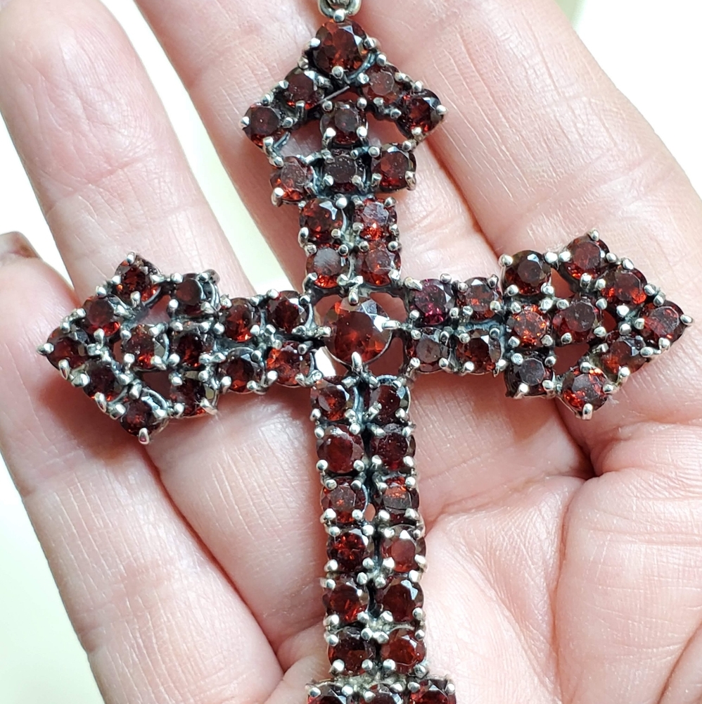 Sterling silver Garnet cross